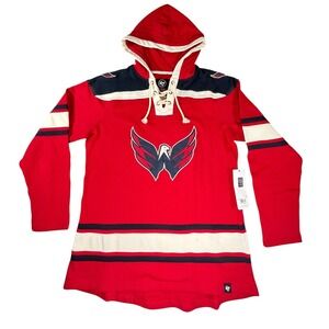 47 Brand Washington Capitals NHL Superior Lacer Hoodie Red Womens XL New